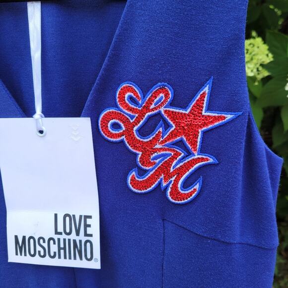 NWT Love Moschino V-neck Pleated Star Mini Dress size 4 - Picture 4 of 15